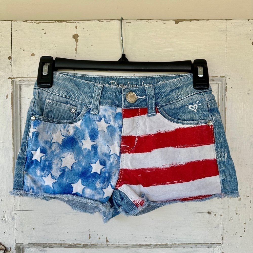 JUSTICE, OLD NAVY, GAPKIDS, SET/3, GIRLS JUSTICE FLAG SHORTS, SIZE 8R. - Picture 2 of 12